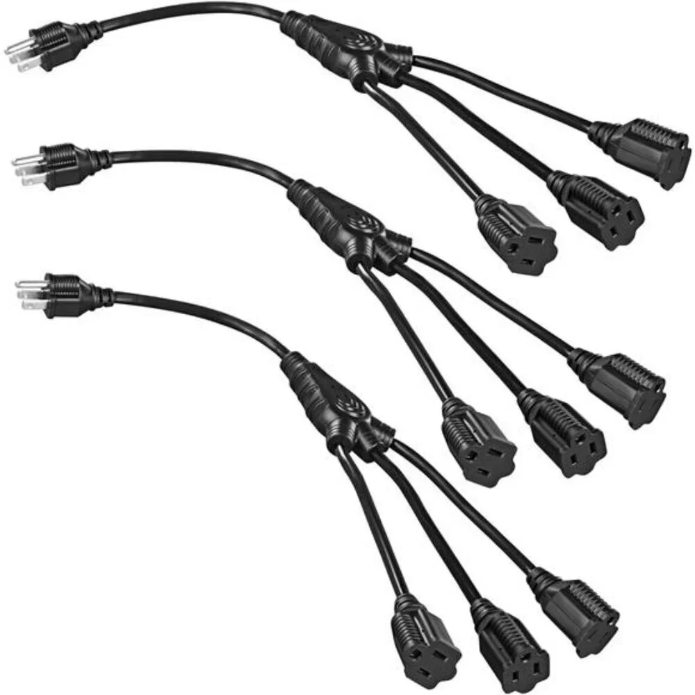 Extension Cord Splitter 1 to 3,18 Inch 16/3 Heavy Duty SJTW Wire,3 Prong Outdoor